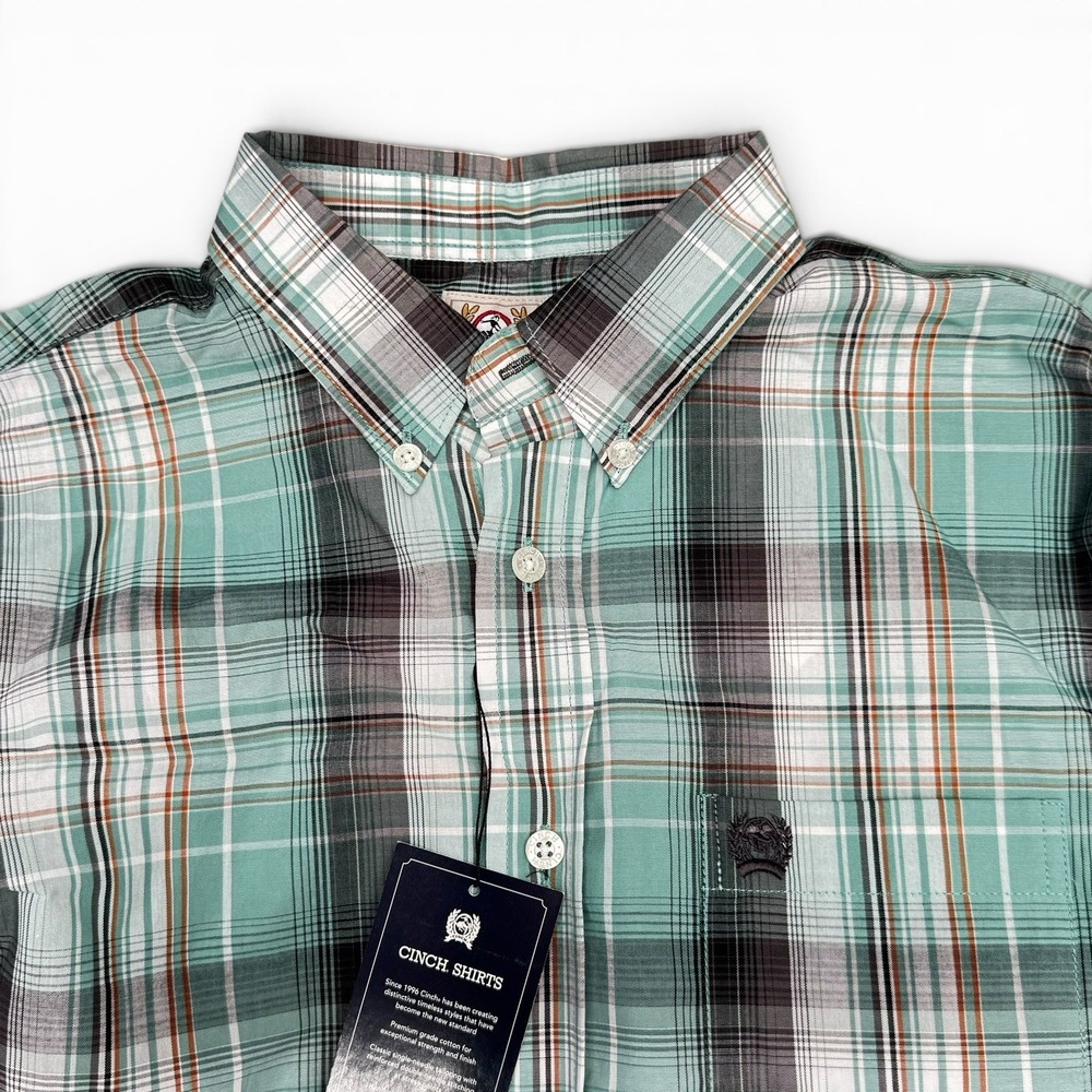 NWT Cinch Boys XL Plaid Button Up Shirt Long Sleeve Western Cotton